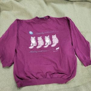 Vintage 90s Cat Kittens Sweatshirt Large weekend editions women's medium